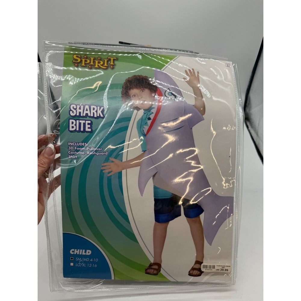 Spirit Halloween Shark Bite Costume Child SM/MD 4-10 Foam Pullover SPOTS - Picture 1 of 16